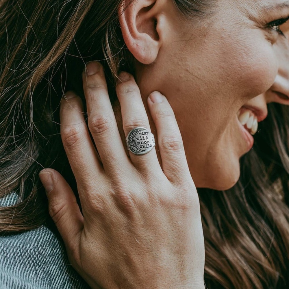💥3/$28 New Stay Wild Moon Child Bohemian Vintage Style Moon Phase Signet Ring - Picture 3 of 16